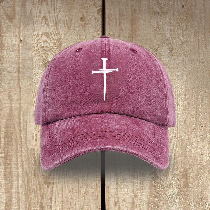 Christianartworkshop Minimalist Three Nails Cross Hat: Simplicity Meets Salvation - Wine - image 10