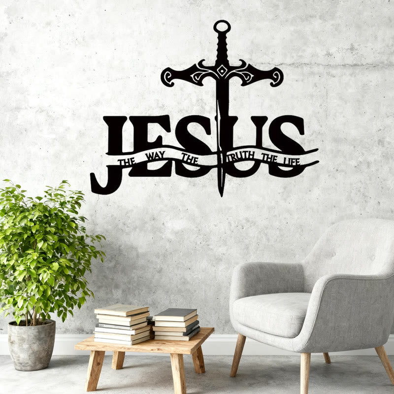 Christianartworkshop Black Iron JESUS The Way Truth Life Sword Metal Wall Decor - image 3