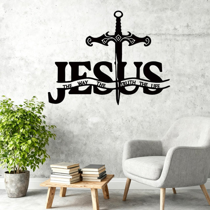 Christianartworkshop Black Iron JESUS The Way Truth Life Sword Metal Wall Decor - image 3
