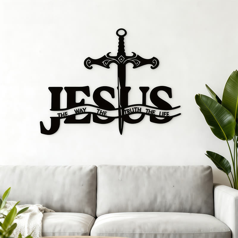 Christianartworkshop Black Iron JESUS The Way Truth Life Sword Metal Wall Decor - image 2