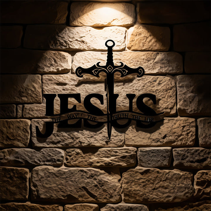 Christianartworkshop Black Iron JESUS The Way Truth Life Sword Metal Wall Decor - image 4
