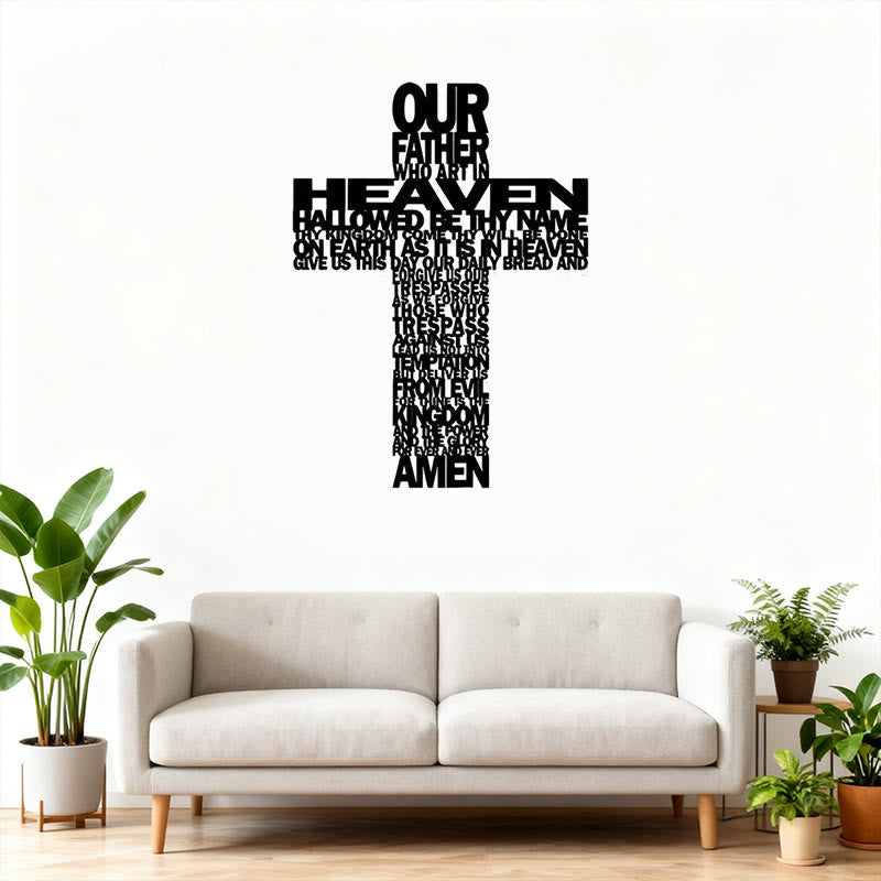 Christianartworkshop Textured Lord's Prayer Cross Metal Wall Decor with Biblical Phrases - image 2