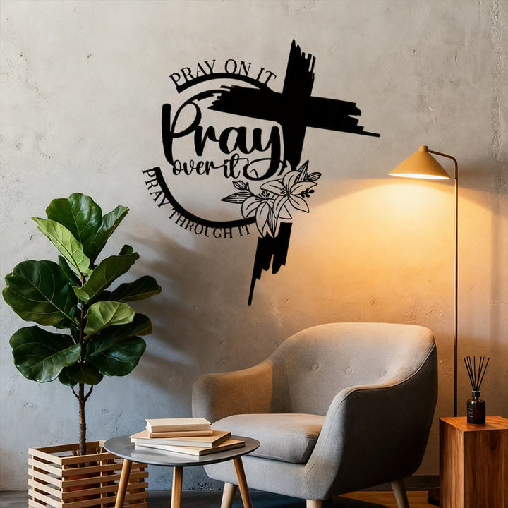 Christianartworkshop Modern Style Pray Over It Quote Inspirational Metal Wall Decor - image 4