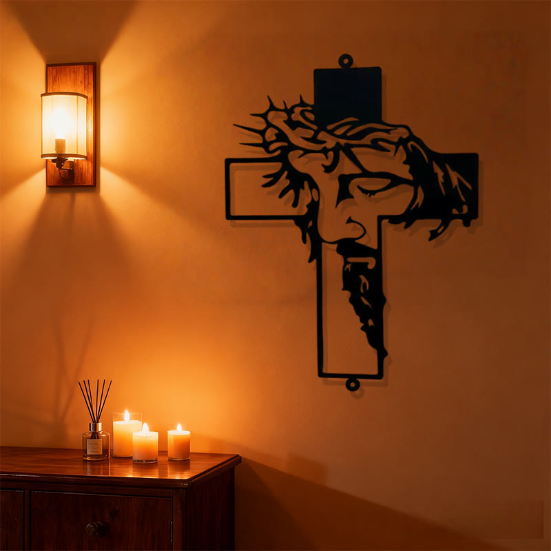 Christianartworkshop Black Metal Jesus with Crown of Thorns Cross Metal Wall Decor - image 3
