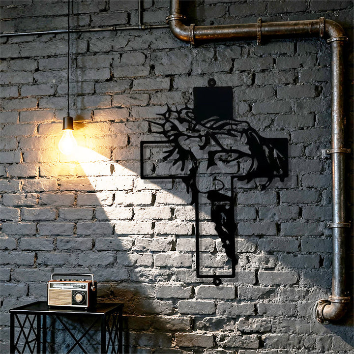 Christianartworkshop Black Metal Jesus with Crown of Thorns Cross Metal Wall Decor - image 4
