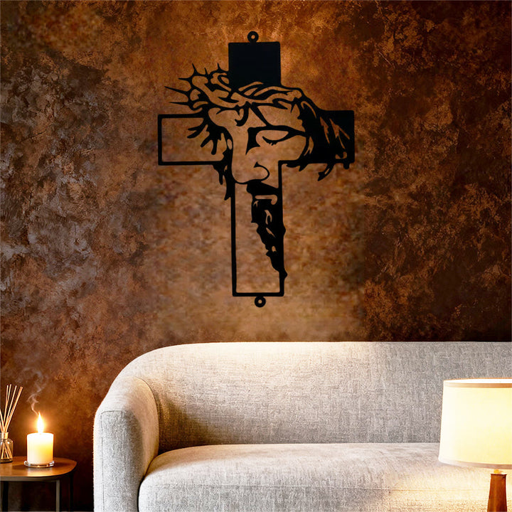 Christianartworkshop Black Metal Jesus with Crown of Thorns Cross Metal Wall Decor - image 5