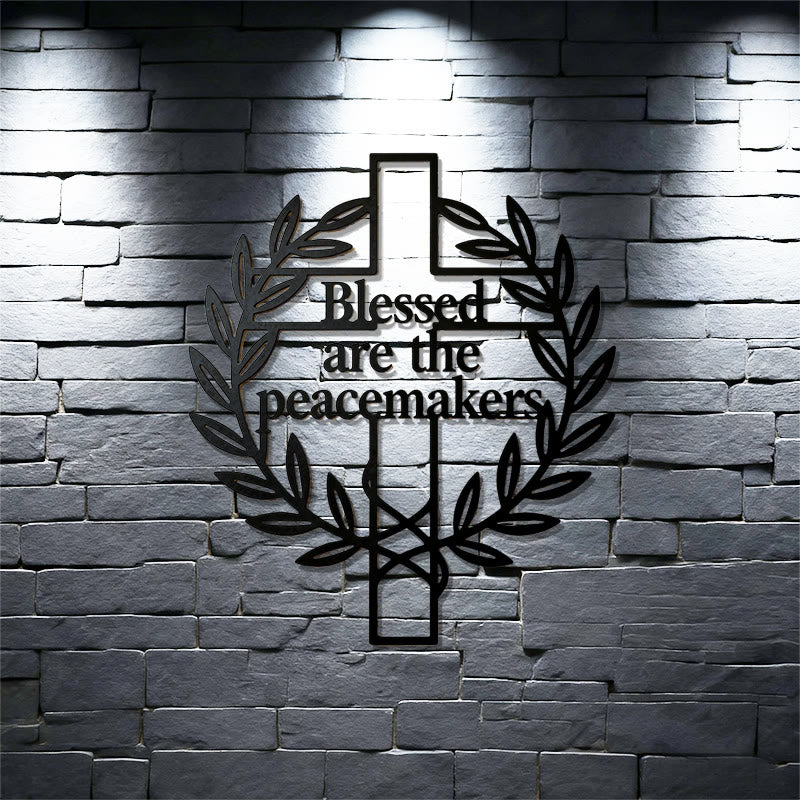 Christianartworkshop Blessed are the Peacemakers Cross with Olive Branch Metal Wall Decor - image 1
