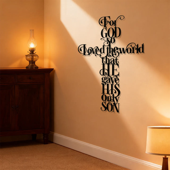 Christianartworkshop John 3:16 For God So Loved The World Cross Metal Wall Decor - image 2