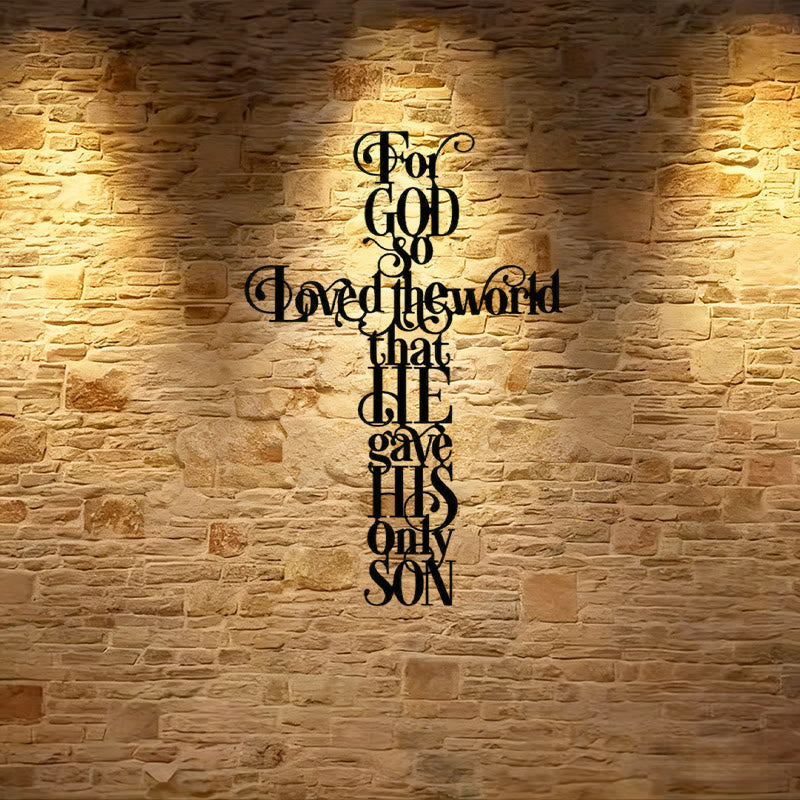 Christianartworkshop John 3:16 For God So Loved The World Cross Metal Wall Decor - Black - 10.47"*15.74"/26.6*40cm - image 1