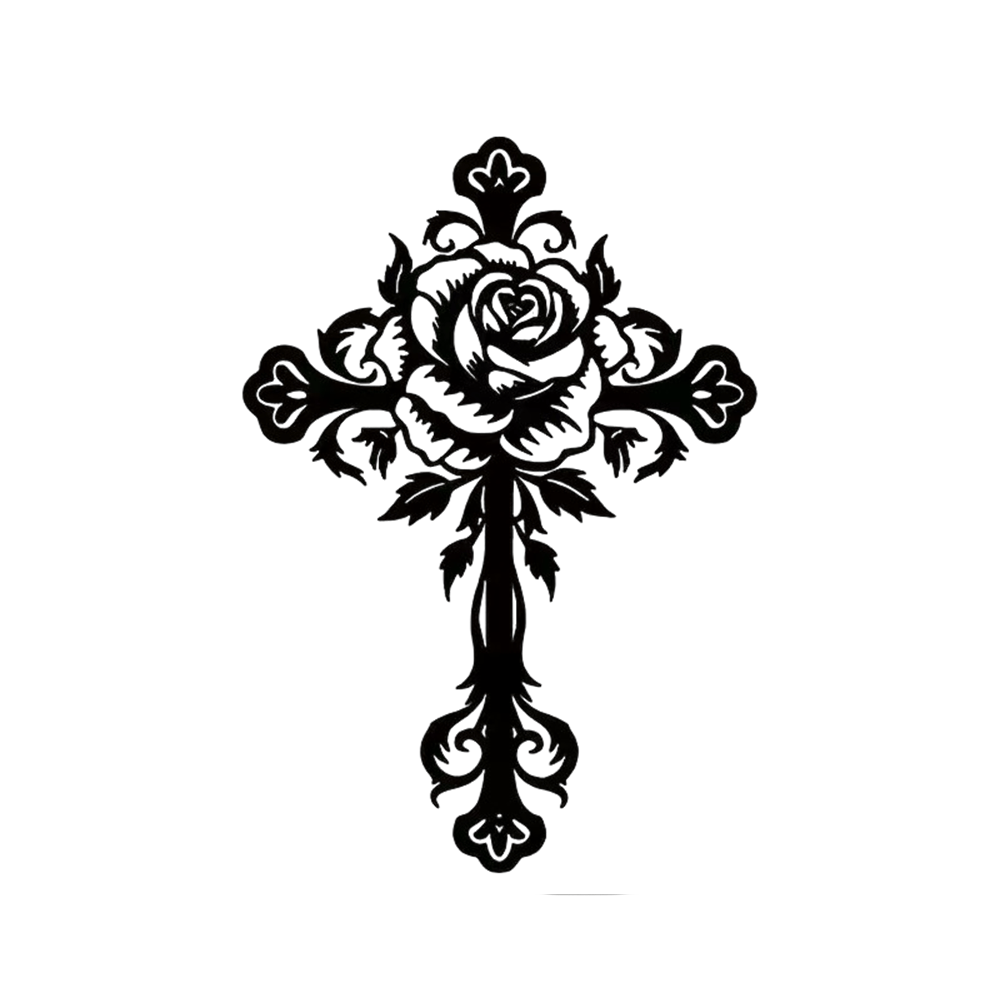 Christianartworkshop Artistic Floral Rose Cross Black Metal Wall Decor - image 5