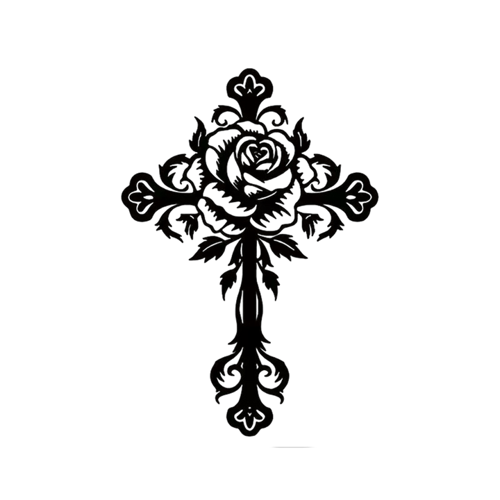 Christianartworkshop Artistic Floral Rose Cross Black Metal Wall Decor - image 5