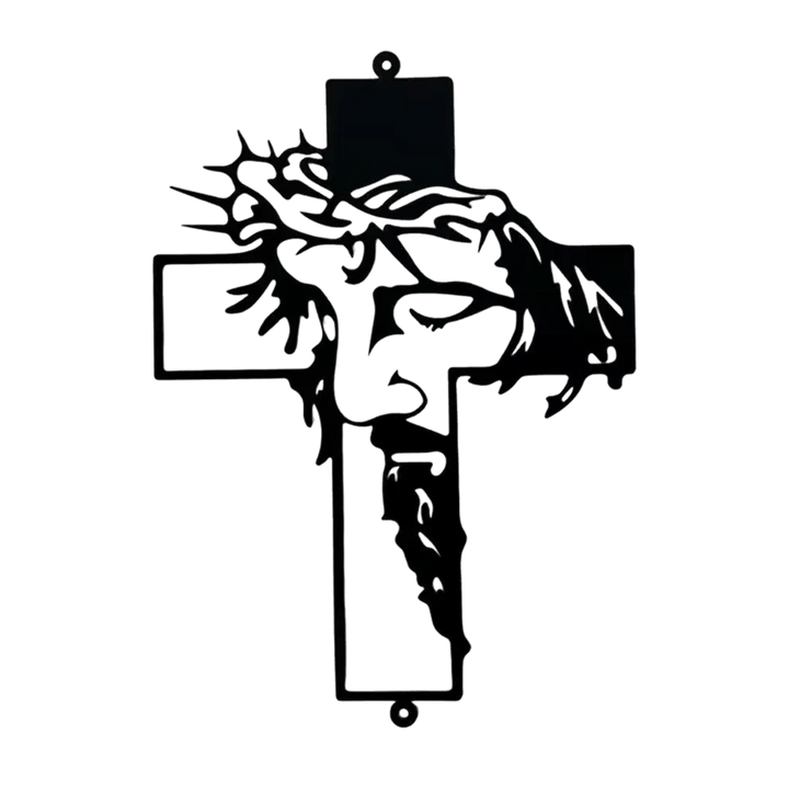 Christianartworkshop Black Metal Jesus with Crown of Thorns Cross Metal Wall Decor - image 6