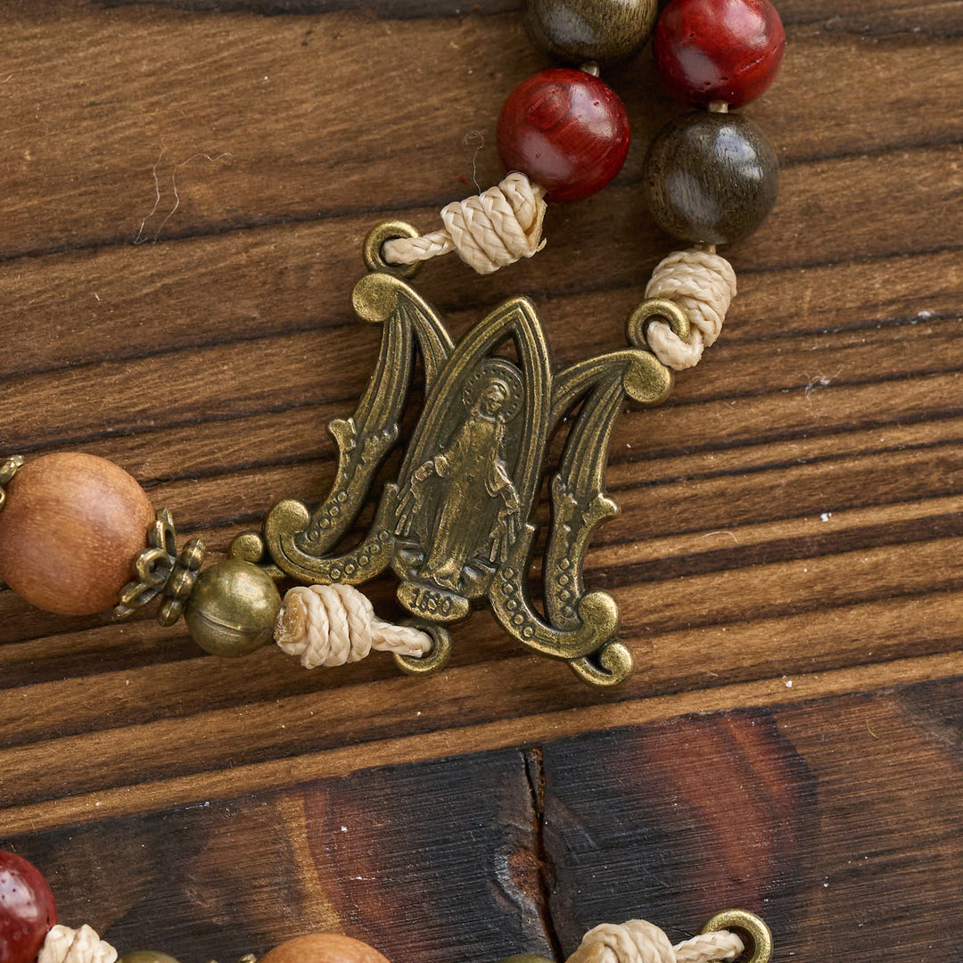 Christianartworkshop Traditoinal Christmas-Style Wooden Rosary: Earthy Beads & Bronze Crucifix - image 10