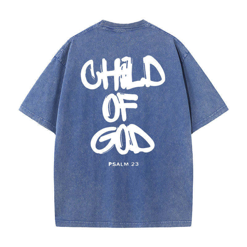 Christianartworkshop "CHILD OF GOD" Washed T-Shirt - Blue - 5XL - image 8