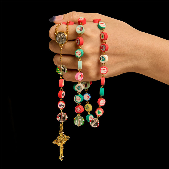 Christianartworkshop Whimsical Christmas Rosary: Multi - Colored Beads with Snowman & Tree Motifs - image 3