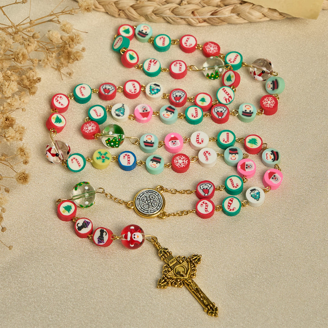 Christianartworkshop Whimsical Christmas Rosary: Multi - Colored Beads with Snowman & Tree Motifs - image 7