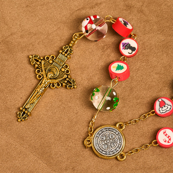 Christianartworkshop Whimsical Christmas Rosary: Multi - Colored Beads with Snowman & Tree Motifs - image 9
