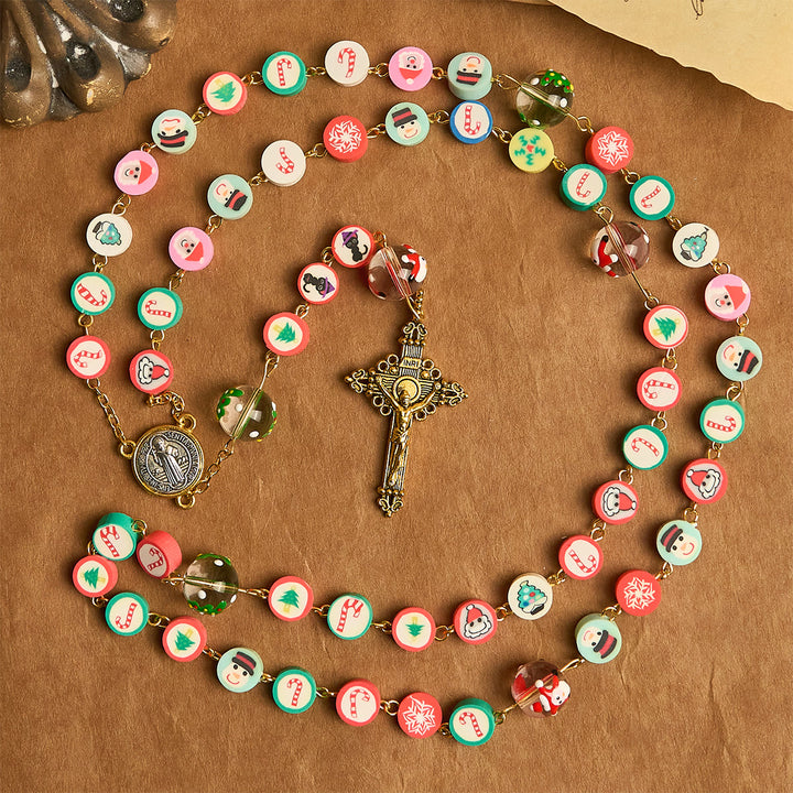 Christianartworkshop Whimsical Christmas Rosary: Multi - Colored Beads with Snowman & Tree Motifs - image 6