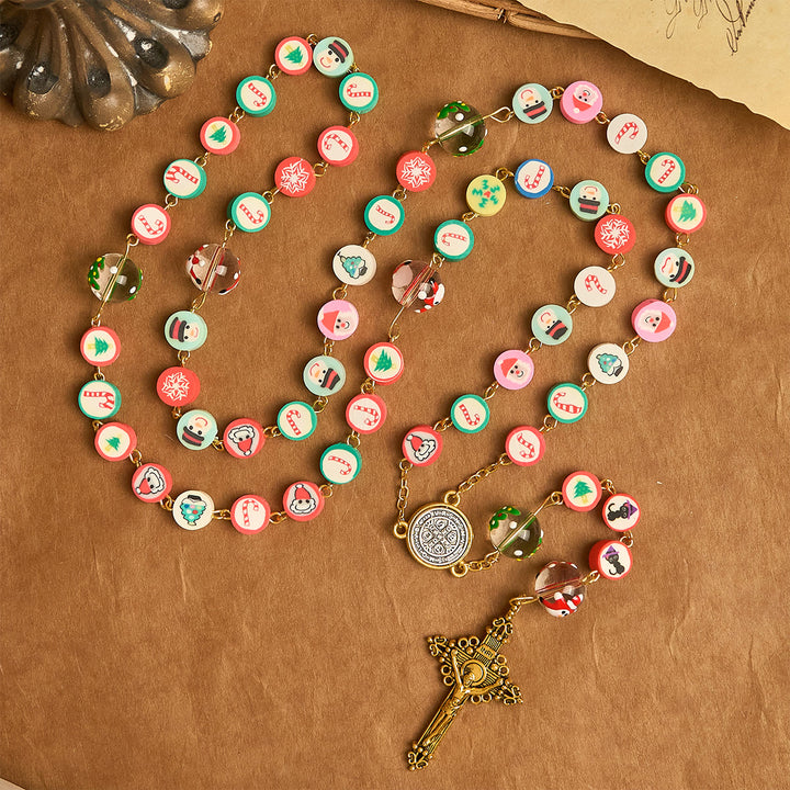 Christianartworkshop Whimsical Christmas Rosary: Multi - Colored Beads with Snowman & Tree Motifs - image 4