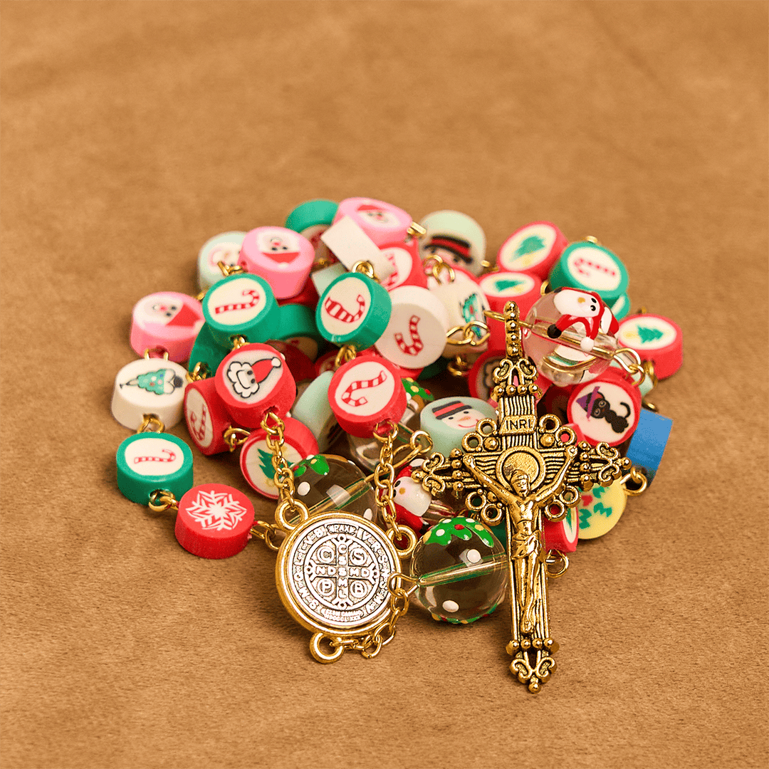 Christianartworkshop Whimsical Christmas Rosary: Multi - Colored Beads with Snowman & Tree Motifs - image 10