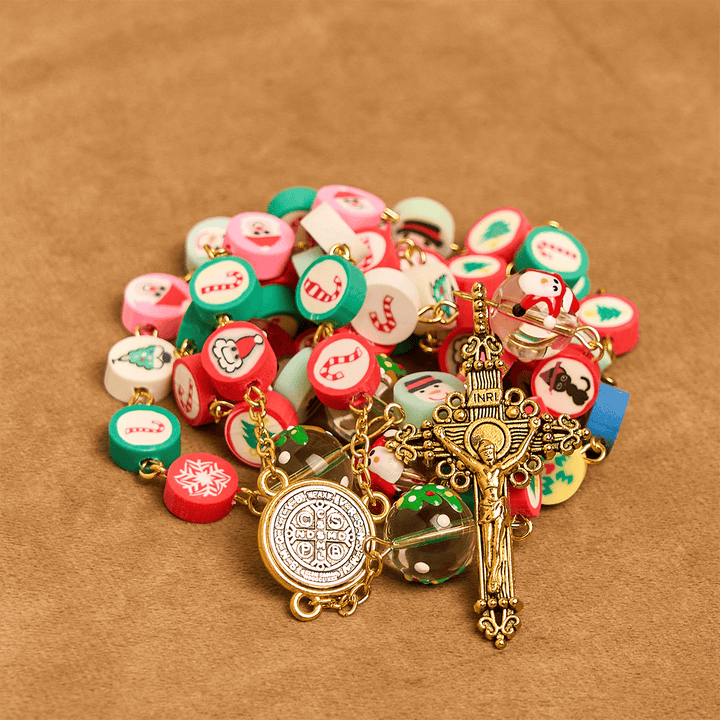 Christianartworkshop Whimsical Christmas Rosary: Multi - Colored Beads with Snowman & Tree Motifs - image 10