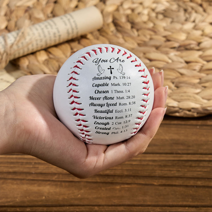 Christianartworkshop Scripture - Engraved Softball: Faith - Centered Design with Red Stitching - image 4