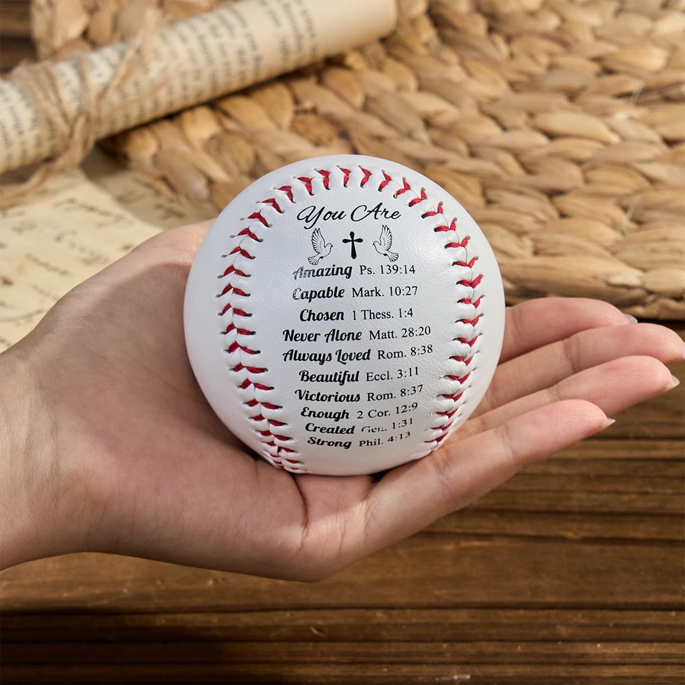 Christianartworkshop Scripture - Engraved Softball: Faith - Centered Design with Red Stitching - image 1