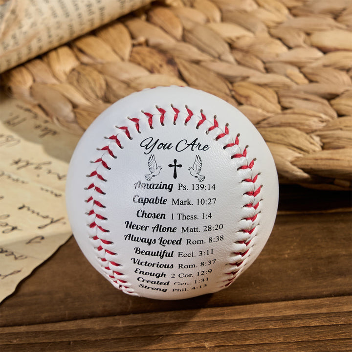 Christianartworkshop Scripture - Engraved Softball: Faith - Centered Design with Red Stitching - image 3