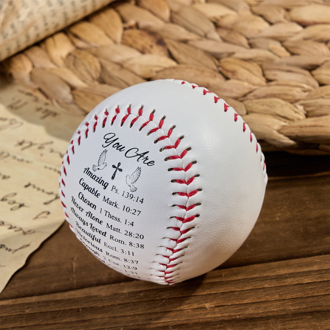 Christianartworkshop Scripture - Engraved Softball: Faith - Centered Design with Red Stitching - image 5
