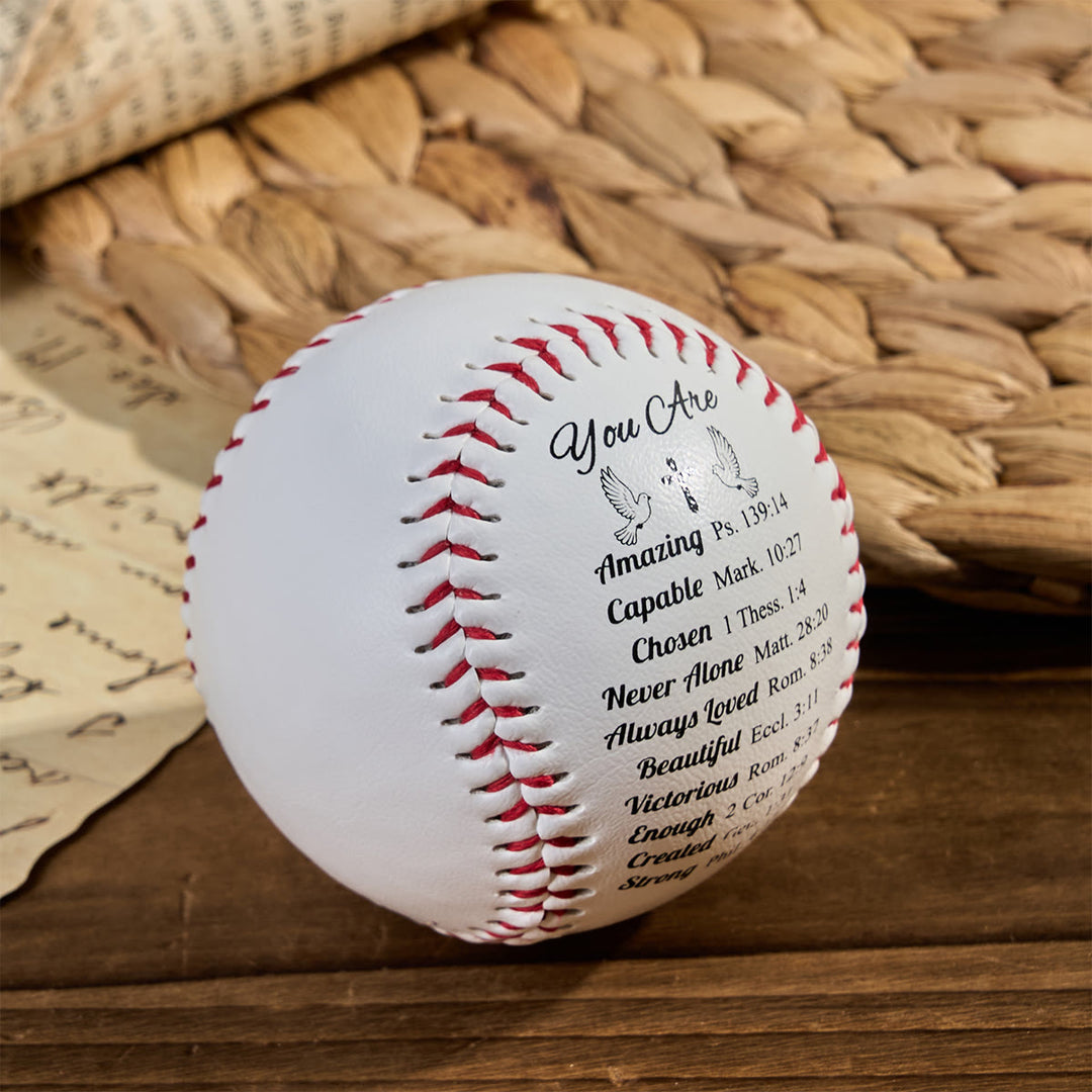 Christianartworkshop Scripture - Engraved Softball: Faith - Centered Design with Red Stitching - image 2