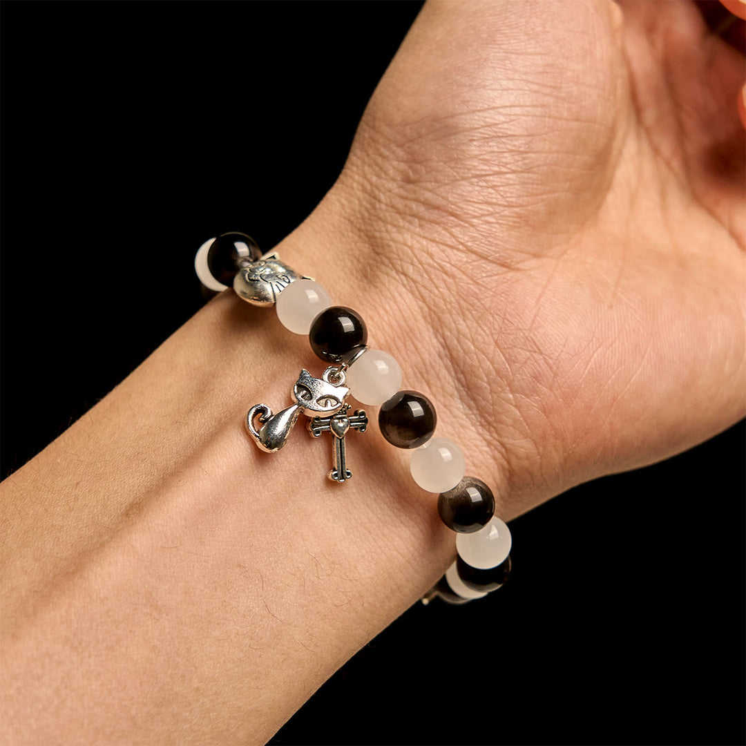 Christianartworkshop Our Lady's Blessing with Black & White Cow Cat Beads Animal Bracelet - image 1