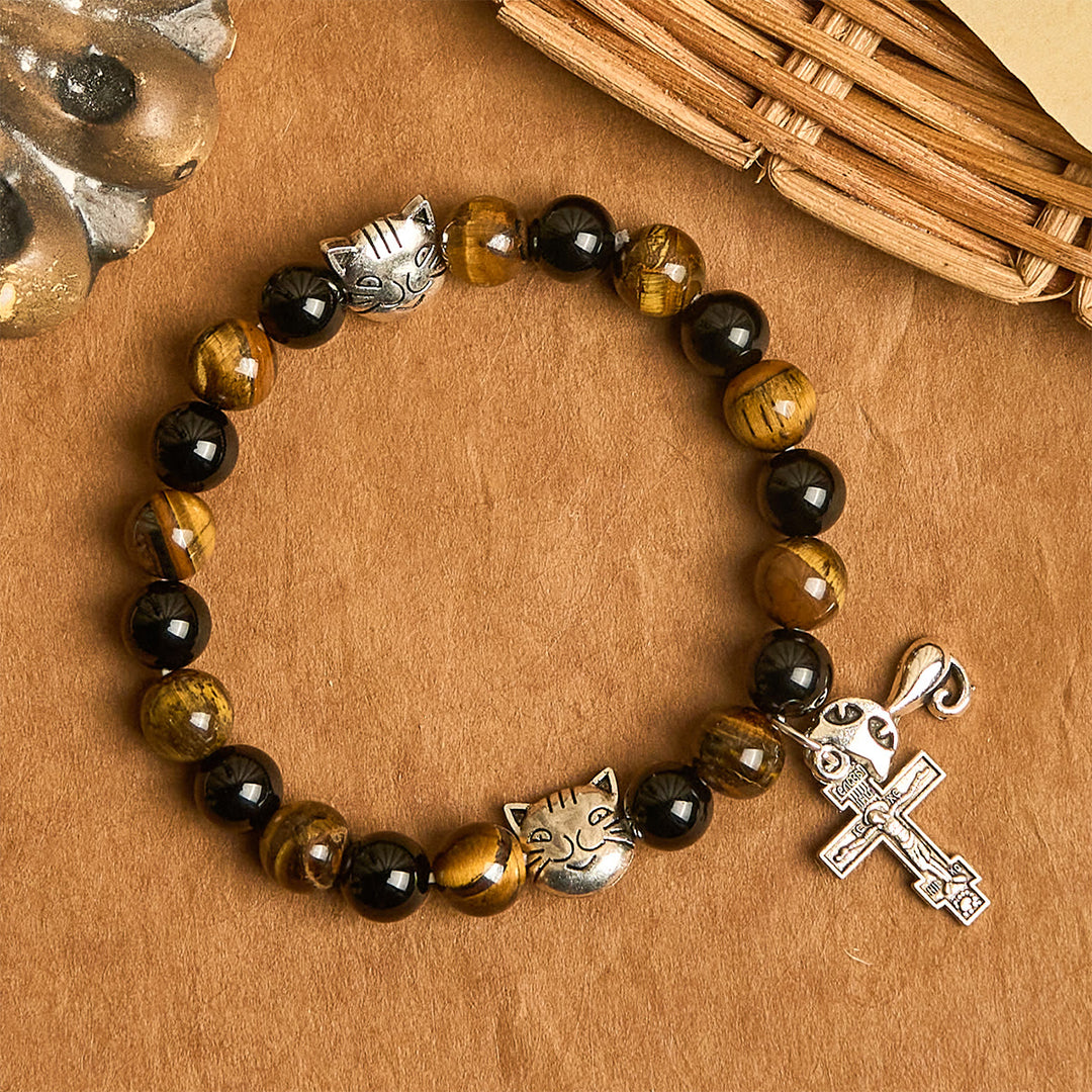 Christianartworkshop Faithful Tabby Cat with Brown Black Beads for Loving Prayer Animal Bracelet - image 4