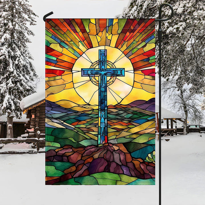 Christianartworkshop Stained Cross Garden Flag: Vibrant Religious Faith Decor - image 3