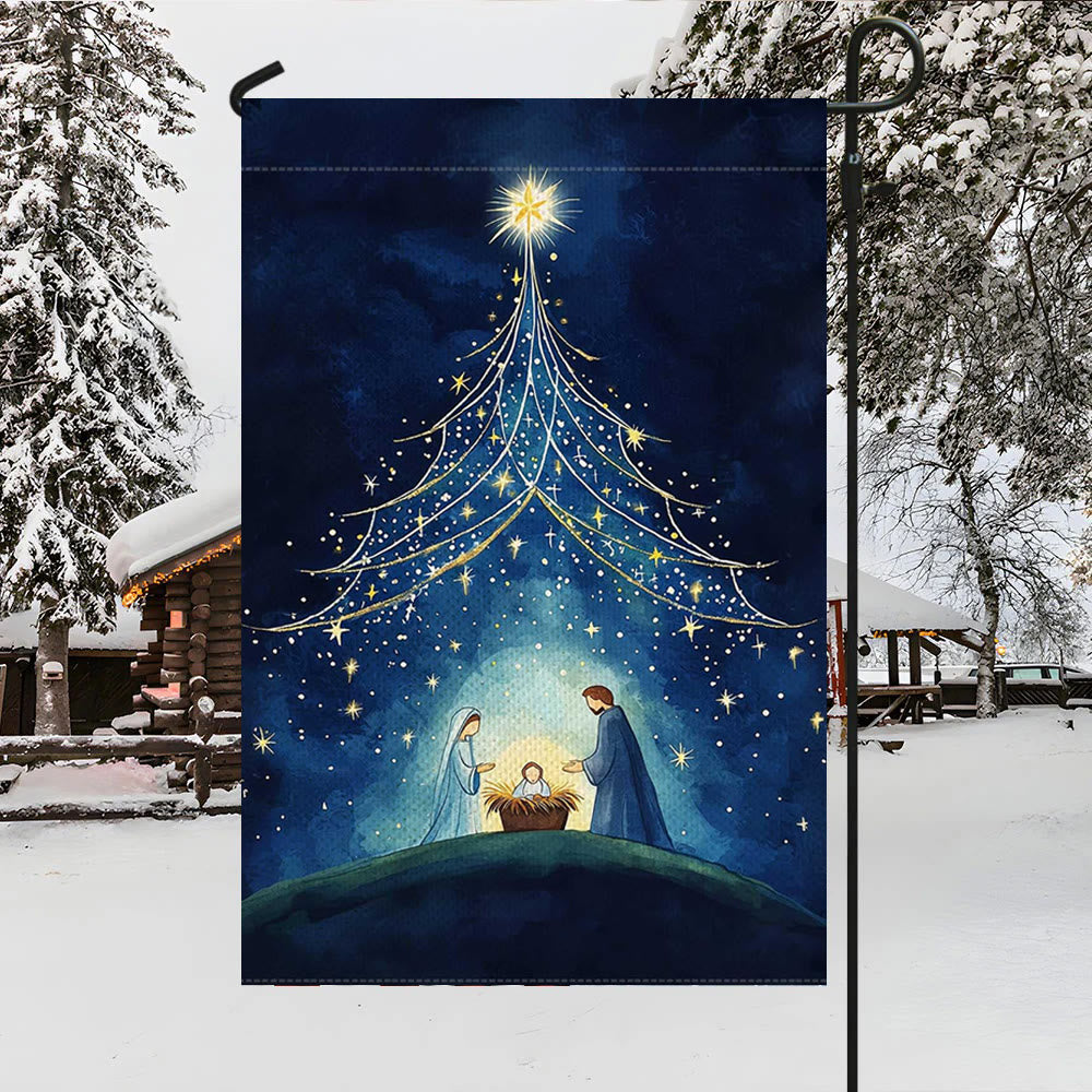 Christianartworkshop Holy Night Nativity Garden Flag: Starry Tree & Bethlehem Star Decor - image 3