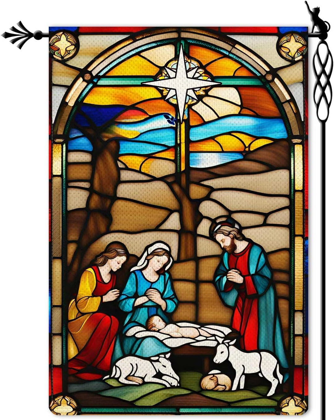 Christianartworkshop Holy Family Nativity Garden Flag: Stained - Style Christmas Decor - image 6