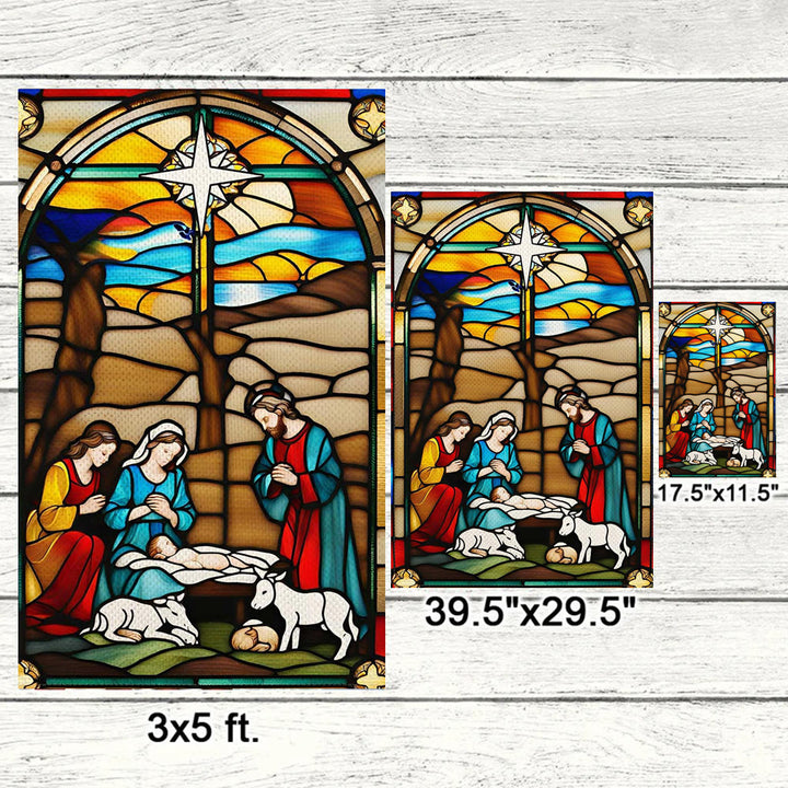 Christianartworkshop Holy Family Nativity Garden Flag: Stained - Style Christmas Decor - image 5