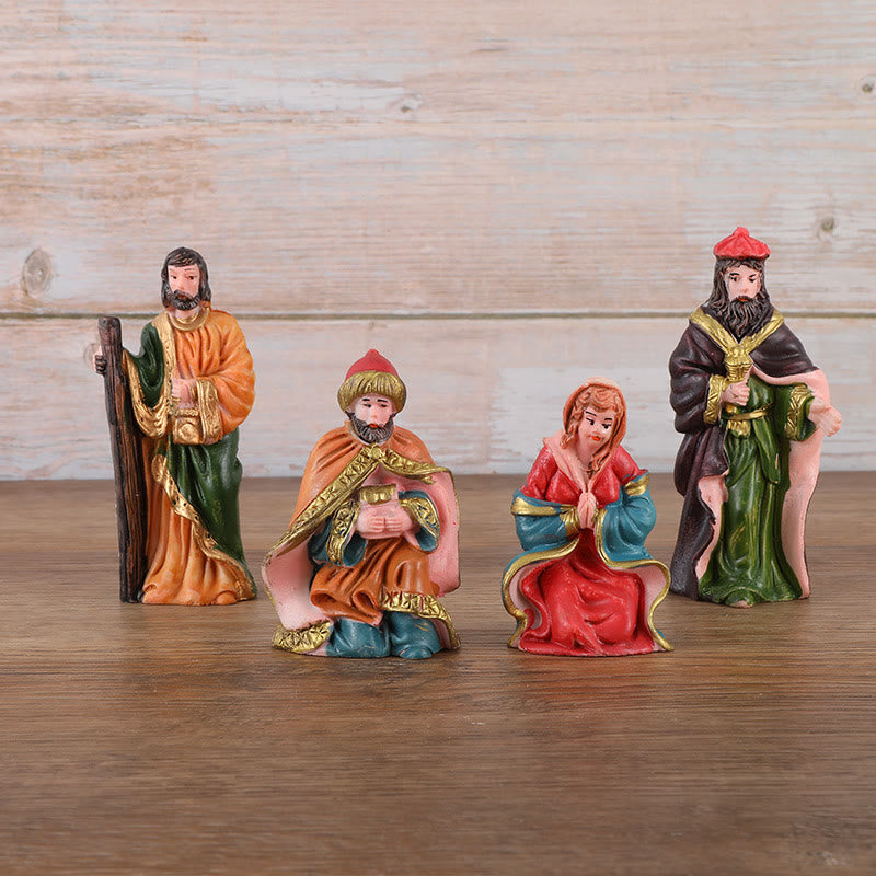 Christianartworkshop Complete Christmas Nativity Scene Desktop Ornament Set of 10 - image 2
