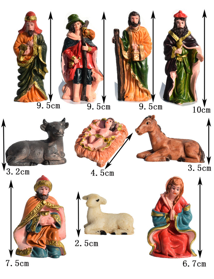 Christianartworkshop Complete Christmas Nativity Scene Desktop Ornament Set of 10 - image 7