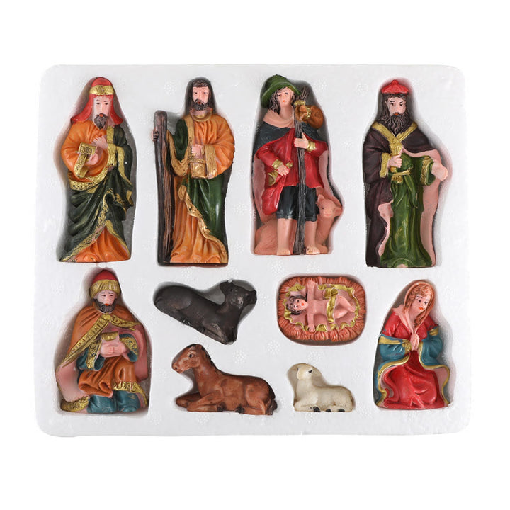 Christianartworkshop Complete Christmas Nativity Scene Desktop Ornament Set of 10 - image 5