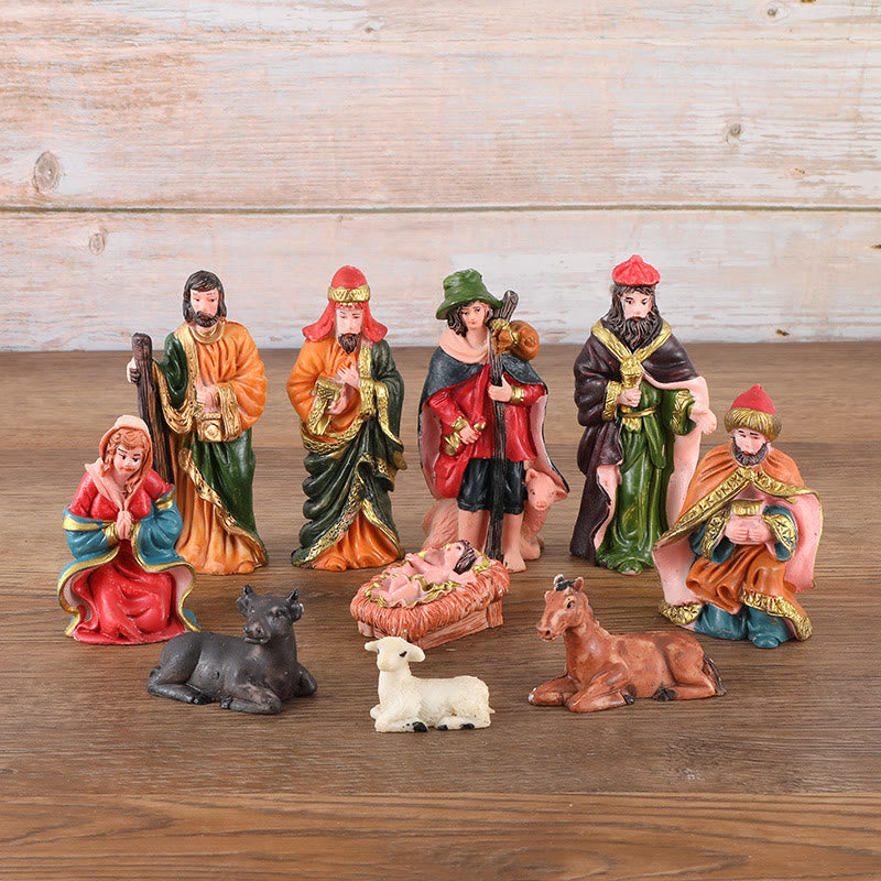 Christianartworkshop Complete Christmas Nativity Scene Desktop Ornament Set of 10 - Set of 10 - image 0