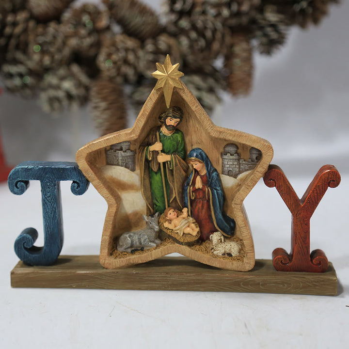 Christianartworkshop Holy Family Star & Angel Nativity Desktop Ornament for Christmas Celebration - image 3