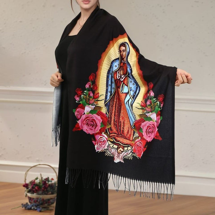 Christianartworkshop Faith-Inspired Virgin Mary Prayer Shawl: Symbol of Hope and Devotion - image 2