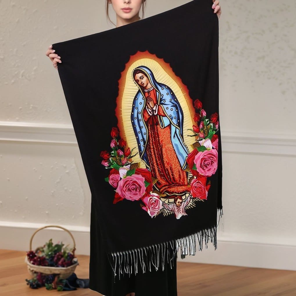Christianartworkshop Faith-Inspired Virgin Mary Prayer Shawl: Symbol of Hope and Devotion - image 3