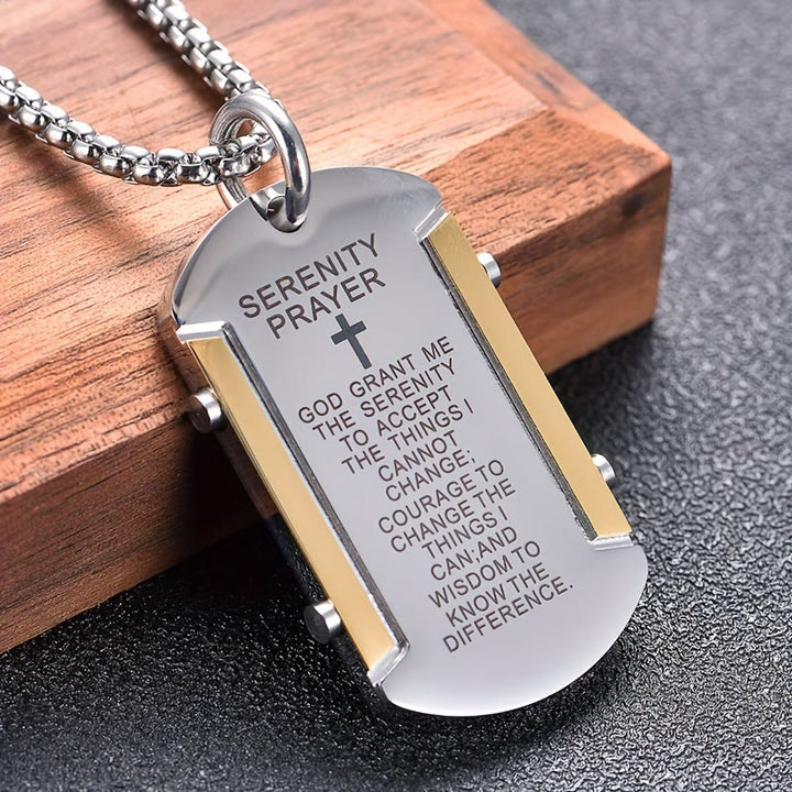 Christianartworkshop Stainless Steel Tri - Color Serenity Prayer Cross Necklace: Timeless Devotion - Golden - image 0
