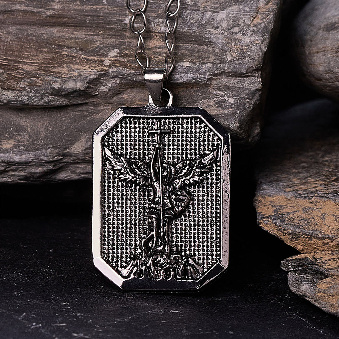 Christianartworkshop Faith Warrior St.Michael the Archangel Necklace: Strength in Every Battle - Silver - image 0