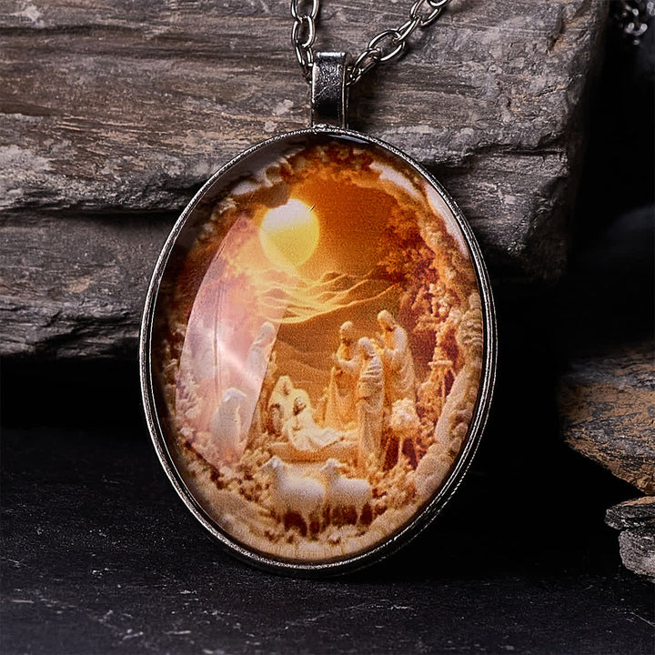 Christianartworkshop Glass Nativity Scene Pendant Necklace - Nativity Scene - image 0