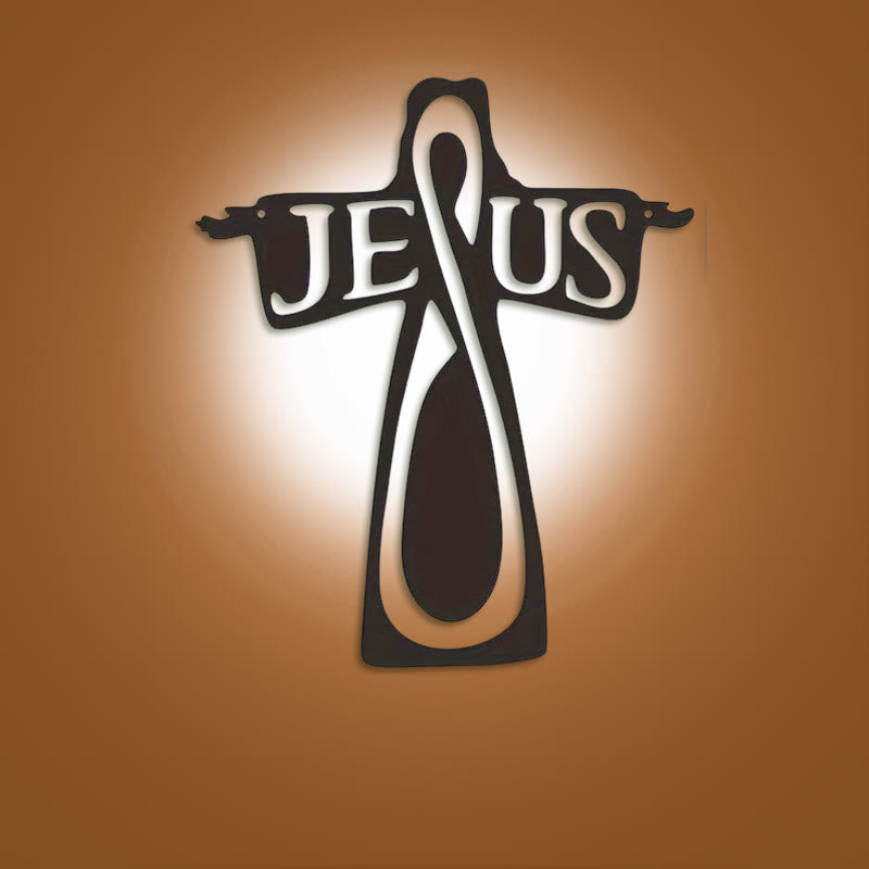 Christianartworkshop Minimalist Black Metal Jesus Cross Metal Wall Decor - Black - 13.27''*15.75''/33.7*40cm - image 0