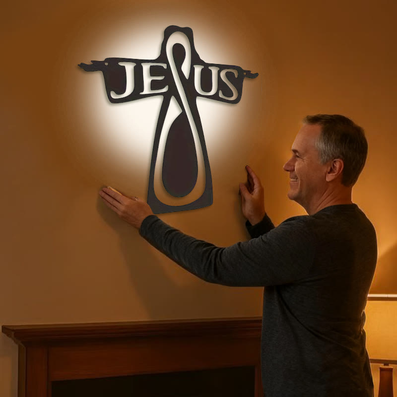 Christianartworkshop Minimalist Black Metal Jesus Cross Metal Wall Decor - image 1