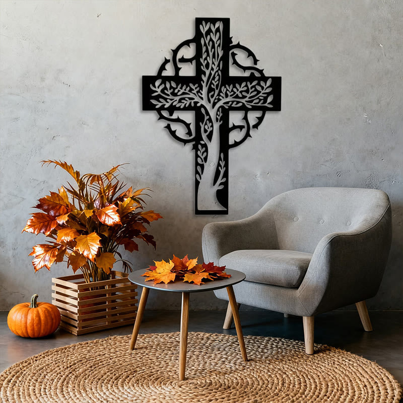 Christianartworkshop Rustic Tree of Life Cross Black Metal Wall Decor - image 3