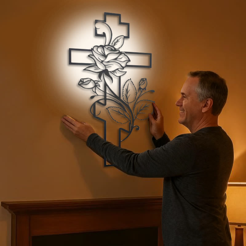 Christianartworkshop Vintage - Inspired Floral Cross Black Metal Wall Decor - image 1